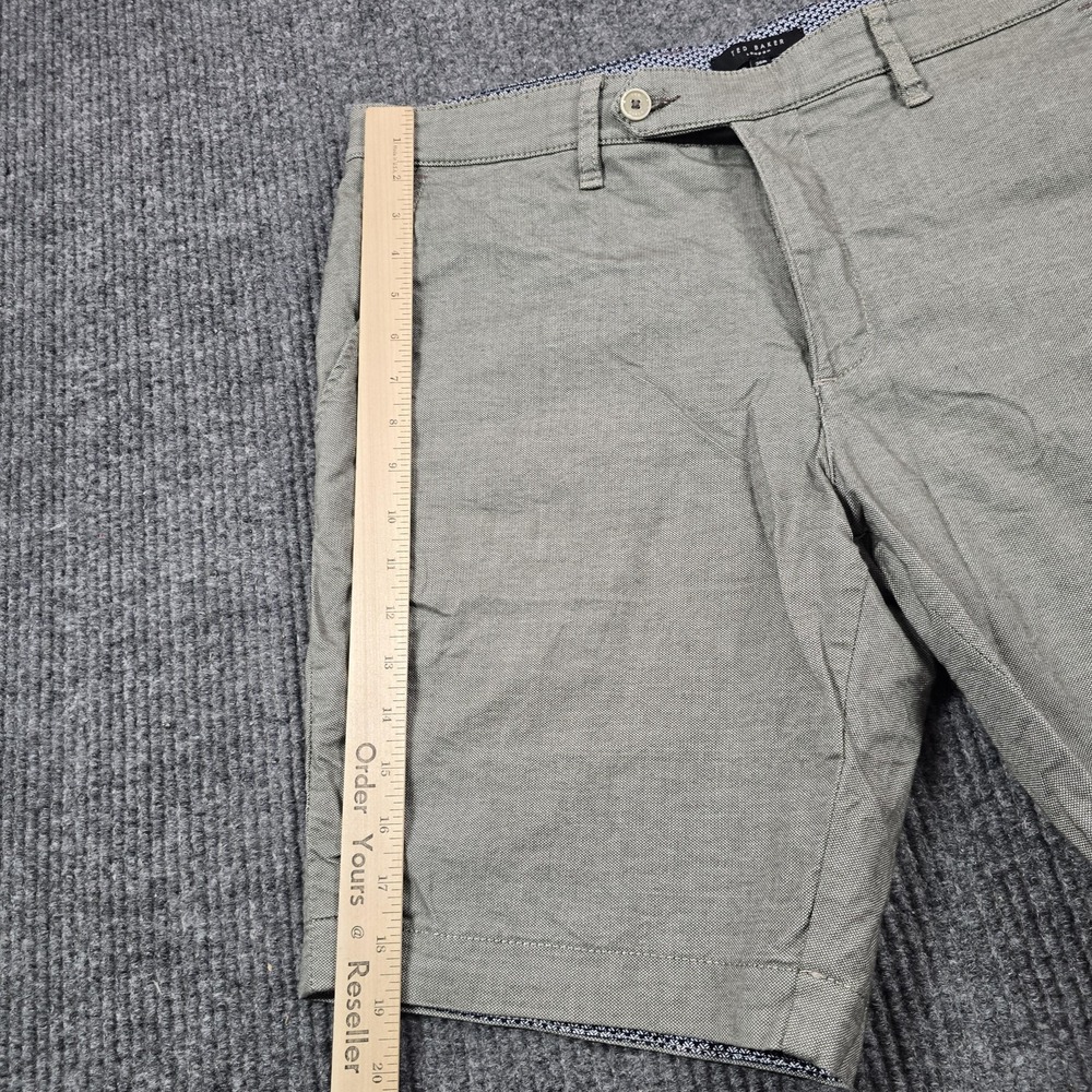 Ted Baker Shorts Mens 36 Gray Olive Stretch Chino Flat Front Casual 9" Inseam - Picture 6 of 12